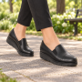 pantofi dama negri din piele naturala cu platforma joasa si elastic lateral NA270NP Ciucaleti